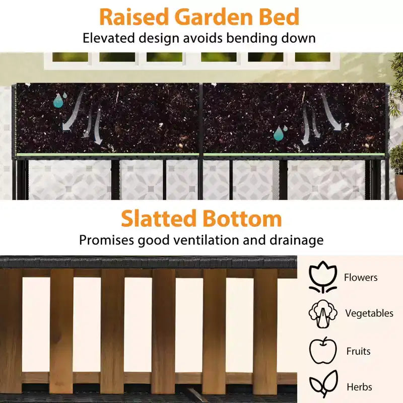 Ensemble de meubles de patio Costway avec jardinière surélevée, chaises intégrées et espace de rangement