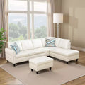 3-Piece L-Shaped Combination Sofa Set, Ginger Semi Pu Synthetic Leather Sofa