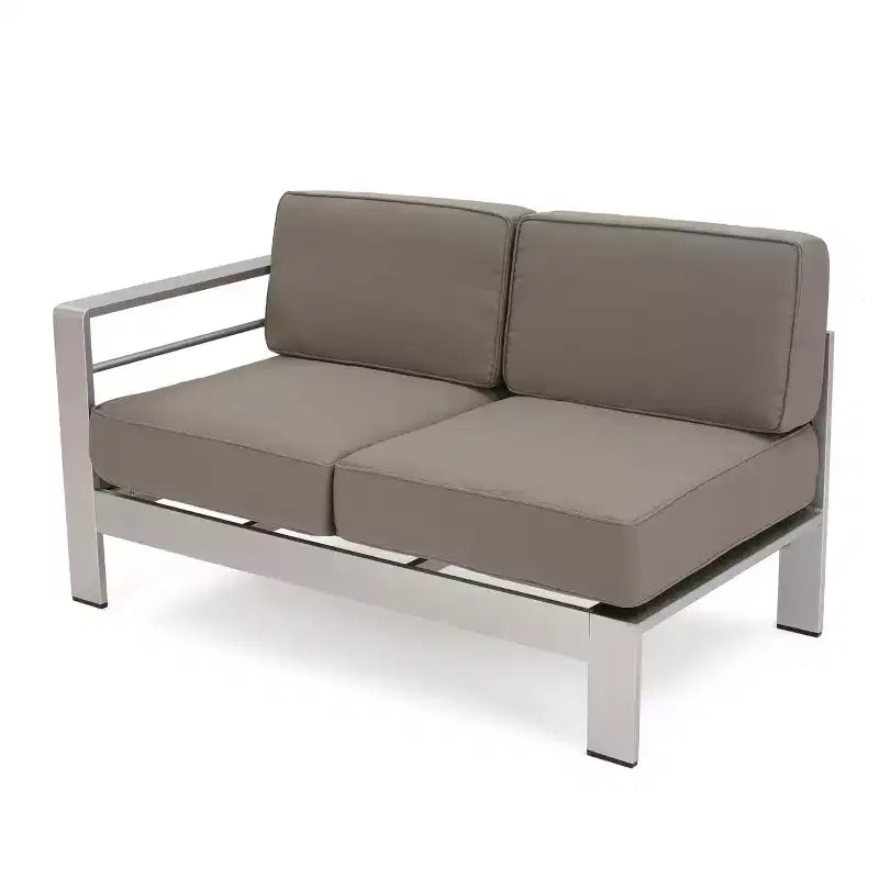 Christopher Knight Home Cape Coral Outdoor Aluminum 6 Seater Sectional Sofa and Club Chair Chat Set