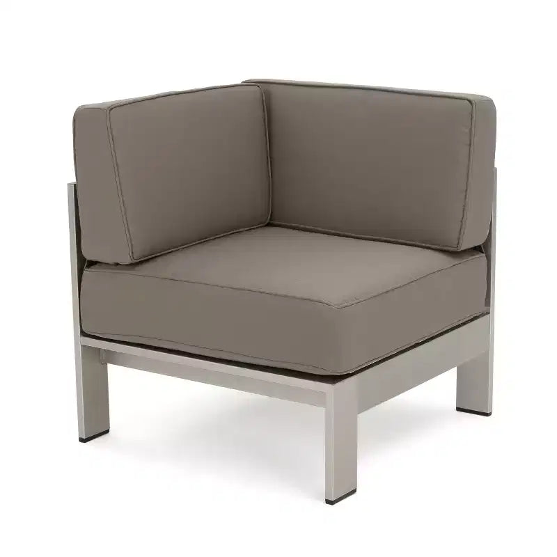 Christopher Knight Home Cape Coral Outdoor Aluminum 6 Seater Sectional Sofa and Club Chair Chat Set
