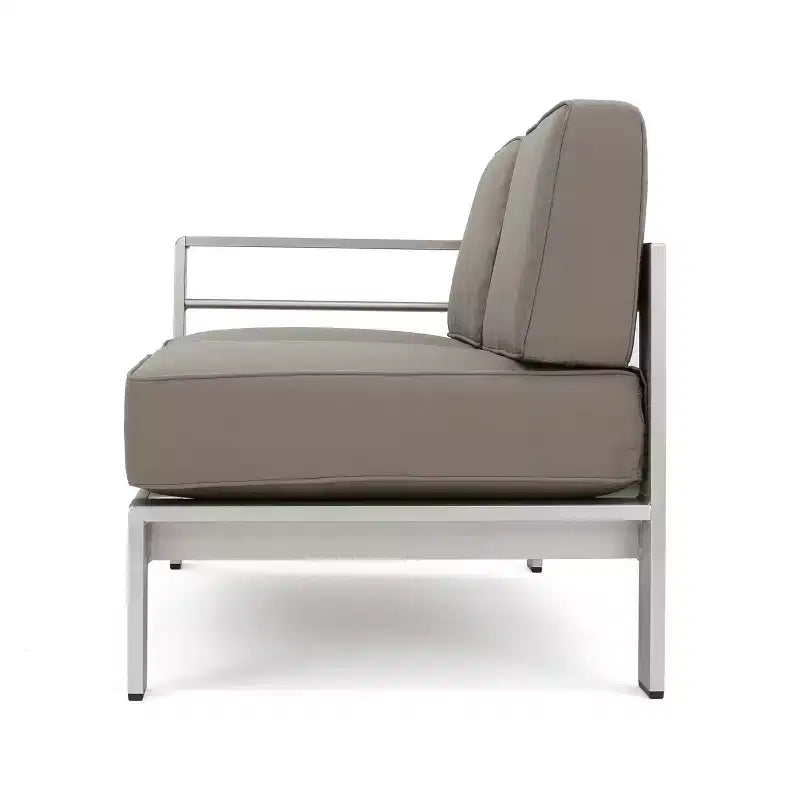 Christopher Knight Home Cape Coral Outdoor Aluminum 6 Seater Sectional Sofa and Club Chair Chat Set