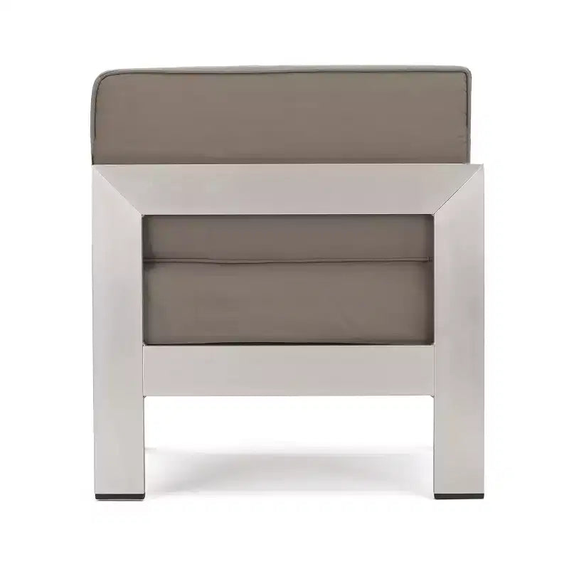 Christopher Knight Home Cape Coral Outdoor Aluminum 6 Seater Sectional Sofa and Club Chair Chat Set