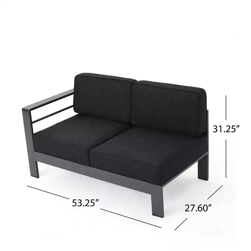Christopher Knight Home Cape Coral Outdoor Aluminum 6 Seater Sectional Sofa and Club Chair Chat Set