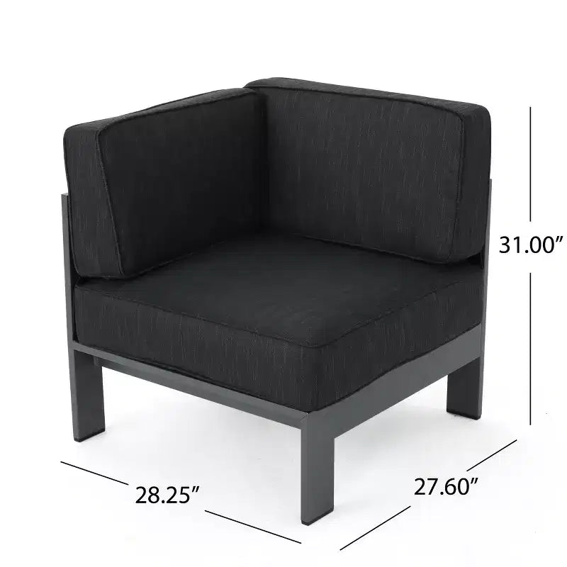 Christopher Knight Home Cape Coral Outdoor Aluminum 6 Seater Sectional Sofa and Club Chair Chat Set