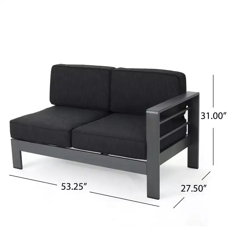 Christopher Knight Home Cape Coral Outdoor Aluminum 6 Seater Sectional Sofa and Club Chair Chat Set