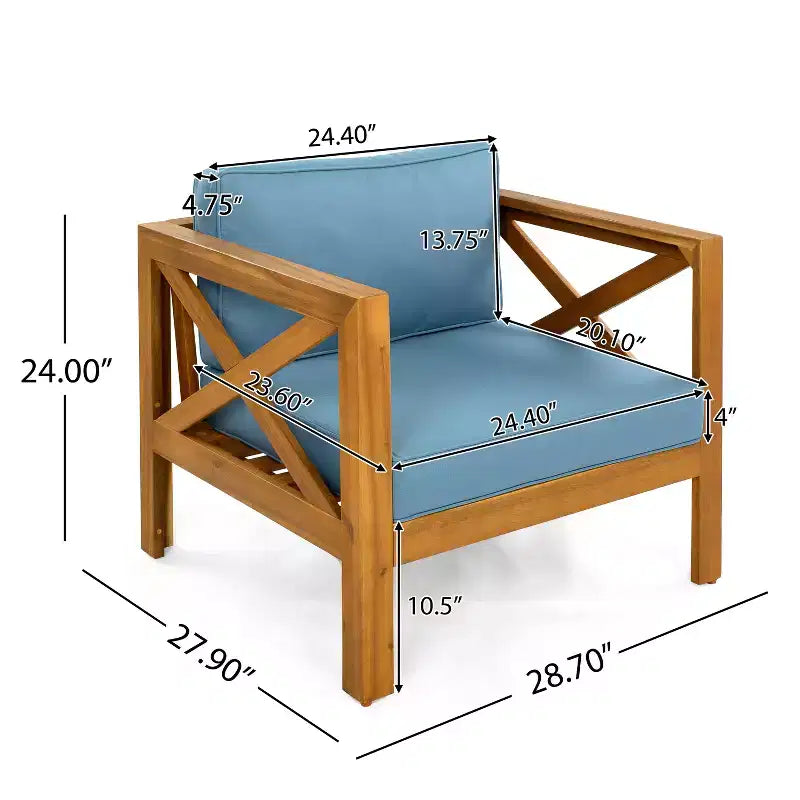 Christopher Knight Home Kairos Transitional 3 Piece Patio Acacia Wood Club Chairs with Round Accent Table