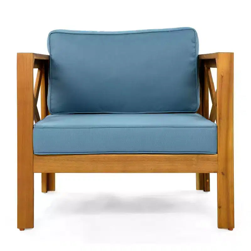 Christopher Knight Home Kairos Transitional 3 Piece Patio Acacia Wood Club Chairs with Round Accent Table