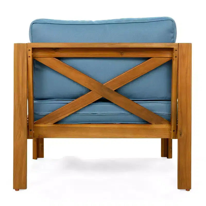 Christopher Knight Home Kairos Transitional 3 Piece Patio Acacia Wood Club Chairs with Round Accent Table
