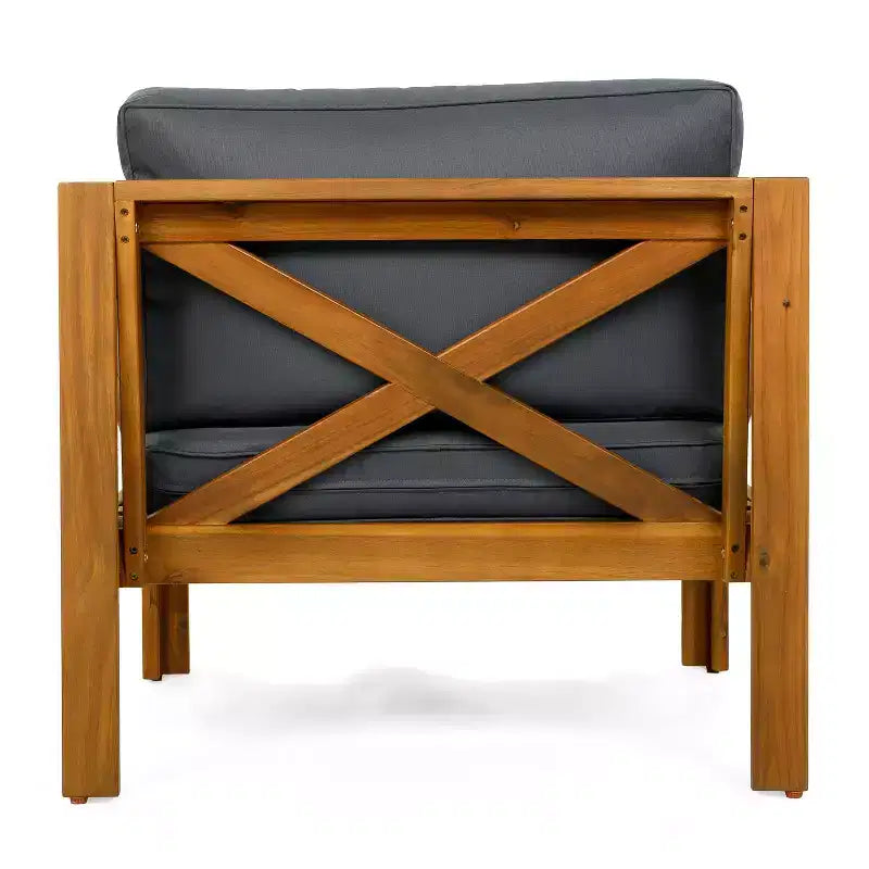 Christopher Knight Home Kairos Transitional 3 Piece Patio Acacia Wood Club Chairs with Round Accent Table