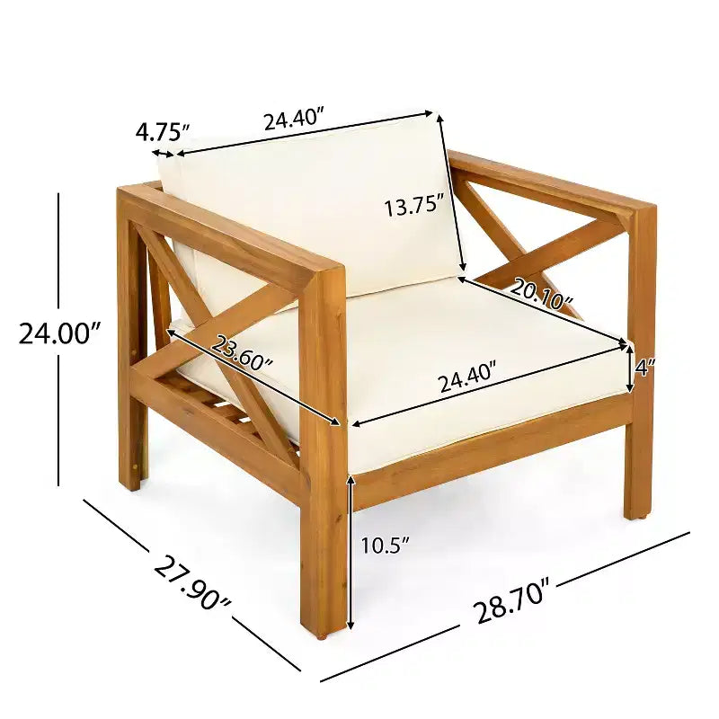 Christopher Knight Home Kairos Transitional 3 Piece Patio Acacia Wood Club Chairs with Round Accent Table