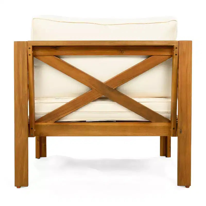Christopher Knight Home Kairos Transitional 3 Piece Patio Acacia Wood Club Chairs with Round Accent Table