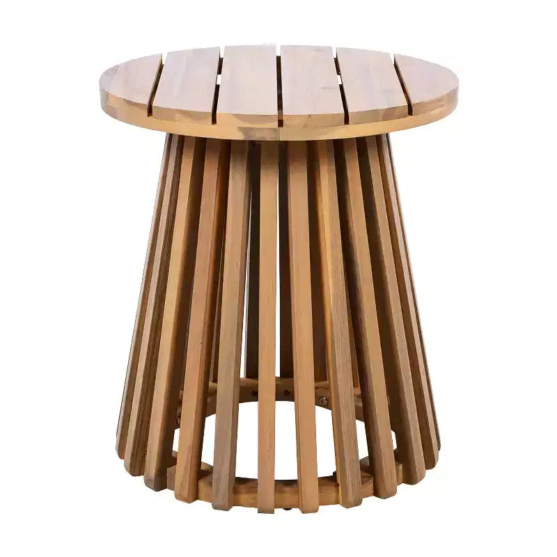 Christopher Knight Home Kairos Transitional 3 Piece Patio Acacia Wood Club Chairs with Round Accent Table