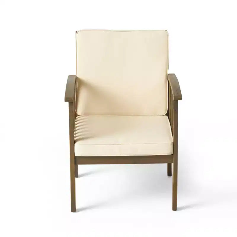 Christopher Knight Home Pascal 3 Piece Patio Acacia Wood Club Chairs with Round Coffee Table