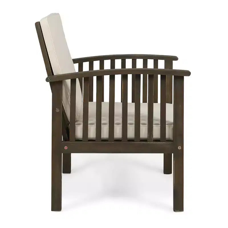 Christopher Knight Home Pascal 3 Piece Patio Acacia Wood Club Chairs with Round Coffee Table