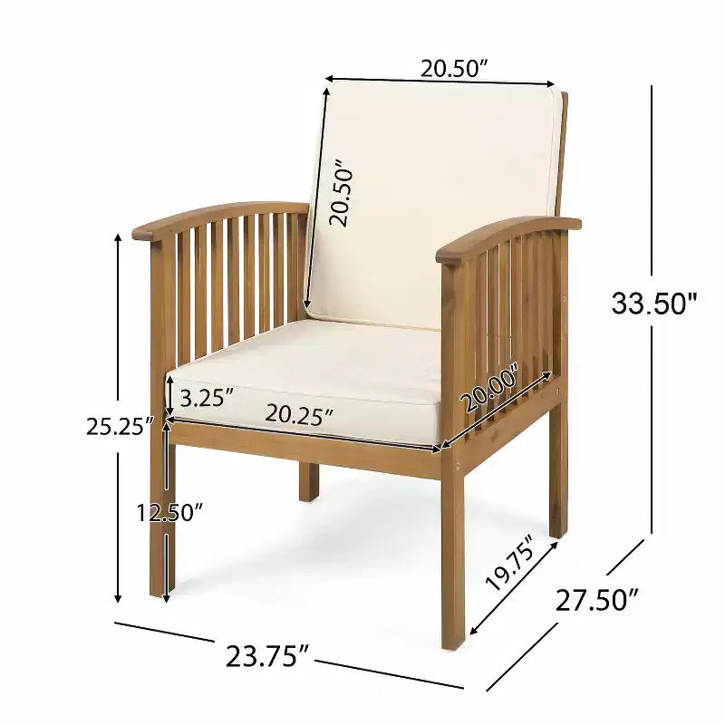 Christopher Knight Home Pascal 3 Piece Patio Acacia Wood Club Chairs with Round Coffee Table