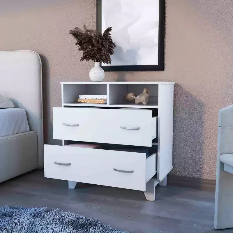 Comò moderno a 6 cassetti, armadietto da 80,5 cm di altezza con guide in metallo e base rialzata, cassettiera da camera da letto per organizzare i vestiti
