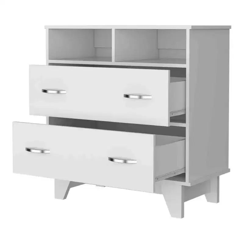 Comò moderno a 6 cassetti, armadietto da 80,5 cm di altezza con guide in metallo e base rialzata, cassettiera da camera da letto per organizzare i vestiti