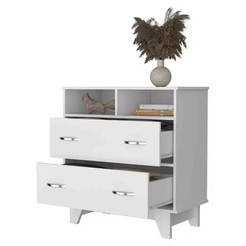 Comò moderno a 6 cassetti, armadietto da 80,5 cm di altezza con guide in metallo e base rialzata, cassettiera da camera da letto per organizzare i vestiti