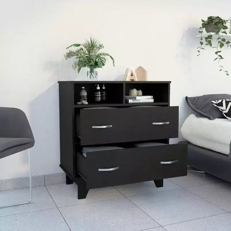 Comò moderno a 6 cassetti, armadietto da 80,5 cm di altezza con guide in metallo e base rialzata, cassettiera da camera da letto per organizzare i vestiti