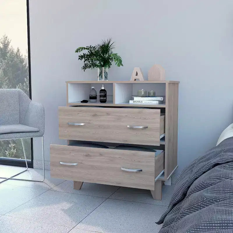 Comò moderno a 6 cassetti, armadietto da 80,5 cm di altezza con guide in metallo e base rialzata, cassettiera da camera da letto per organizzare i vestiti