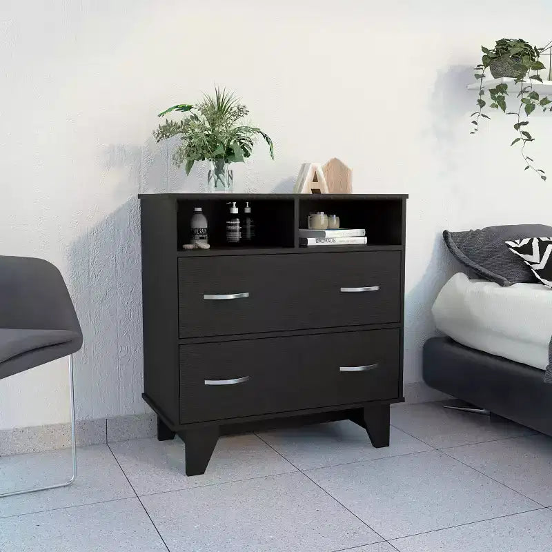 Comò moderno a 6 cassetti, armadietto da 80,5 cm di altezza con guide in metallo e base rialzata, cassettiera da camera da letto per organizzare i vestiti