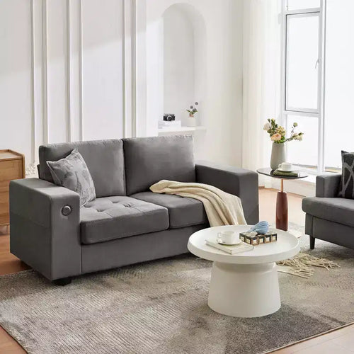 70 Chenille Loveseat Sofa, Comfy Couches for Living Room, USB Charging Ports & Removable Covers, Button Tufted Upholstered, Modern Couch