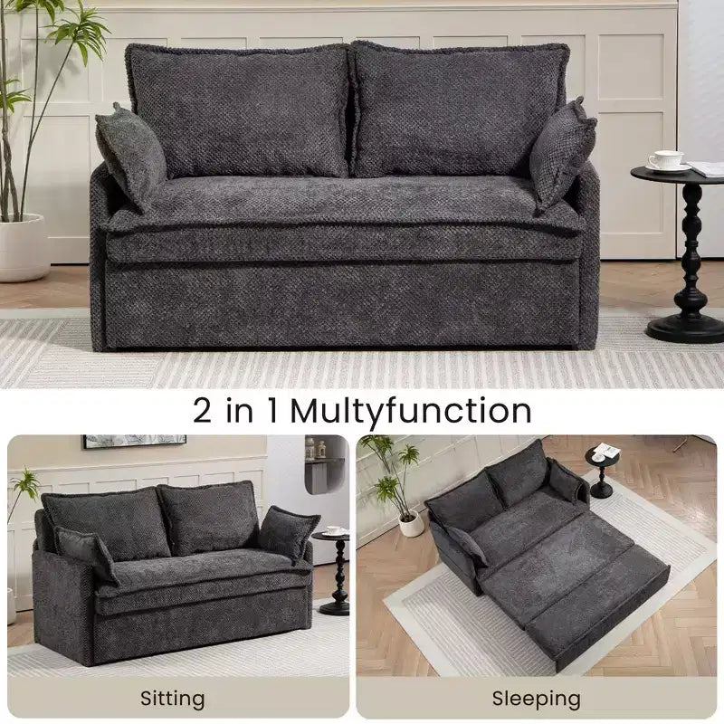 Comodo divano letto in velluto a coste con contenitore laterale, divano futon convertibile con porte di ricarica USB/C-TYPE per il soggiorno