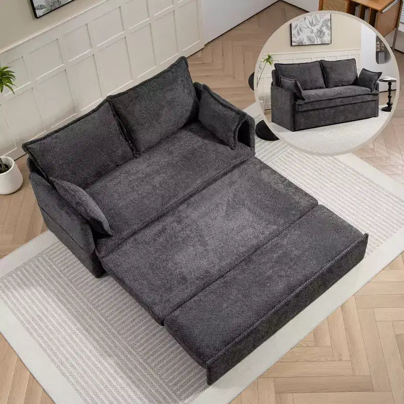 Comodo divano letto in velluto a coste con contenitore laterale, divano futon convertibile con porte di ricarica USB/C-TYPE per il soggiorno