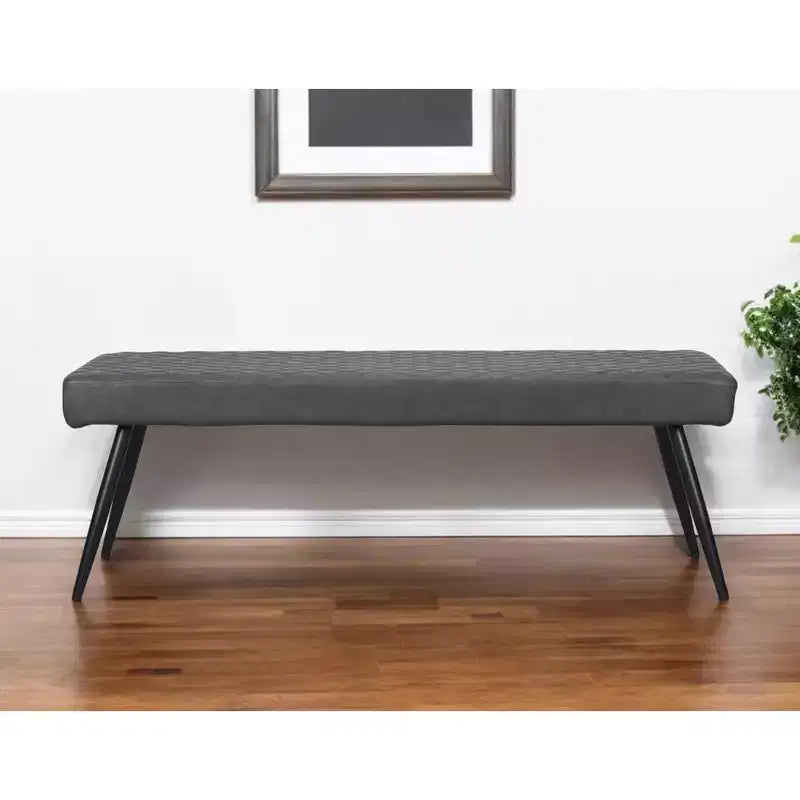 Panca da pranzo imbottita in ecopelle grigio scuro e nera da 137 cm