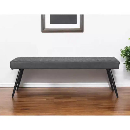 Panca da pranzo imbottita in ecopelle grigio scuro e nera da 137 cm