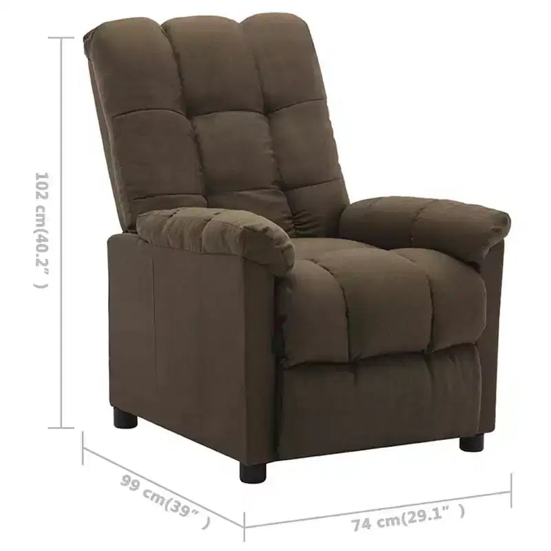 Poltrona Reclinabile in Moderno Tessuto Marrone - Elevato Comfort, Schienale e Poggiapiedi Regolabili, Imbottitura Spessa, Rivestimento Resistente con Tasca Laterale