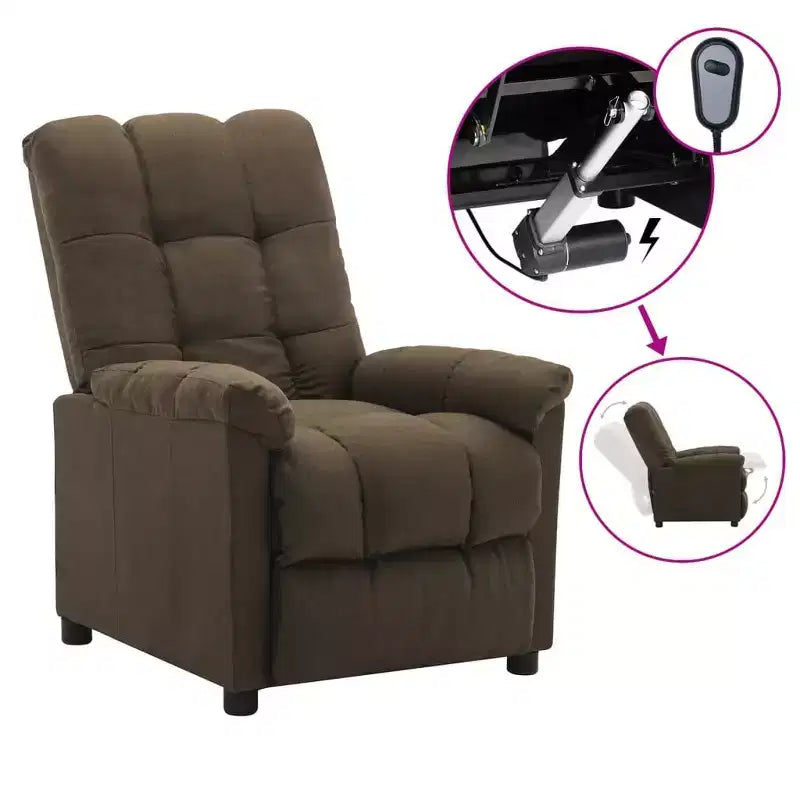 Poltrona Reclinabile in Moderno Tessuto Marrone - Elevato Comfort, Schienale e Poggiapiedi Regolabili, Imbottitura Spessa, Rivestimento Resistente con Tasca Laterale