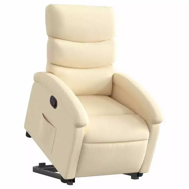 Poltrona Reclinabile Elevabile Elettrica Cream Power Lift - Ausilio di Sollevamento Elettrico, Reclinazione Manuale, Poltrona in Tessuto Imbottita per Anziani, Telaio Robusto