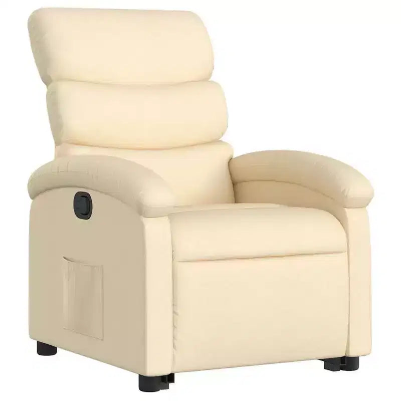 Poltrona Reclinabile Elevabile Elettrica Cream Power Lift - Ausilio di Sollevamento Elettrico, Reclinazione Manuale, Poltrona in Tessuto Imbottita per Anziani, Telaio Robusto