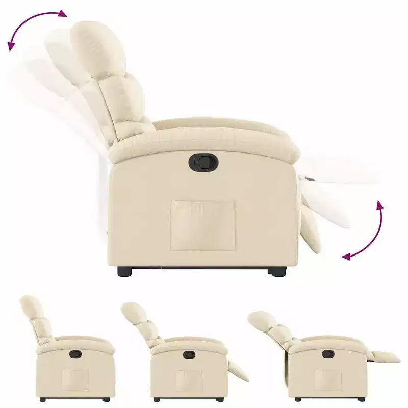 Poltrona Reclinabile Elevabile Elettrica Cream Power Lift - Ausilio di Sollevamento Elettrico, Reclinazione Manuale, Poltrona in Tessuto Imbottita per Anziani, Telaio Robusto