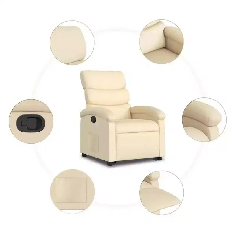 Poltrona Reclinabile Elevabile Elettrica Cream Power Lift - Ausilio di Sollevamento Elettrico, Reclinazione Manuale, Poltrona in Tessuto Imbottita per Anziani, Telaio Robusto