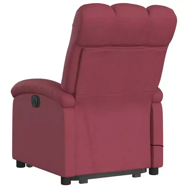 Poltrona Reclinabile Elettrica con Massaggio e Sollevamento - Tessuto Rosso Vino, Assistenza alla Postura Motorizzata, Reclinabile, Vibrazione, Home Theater
