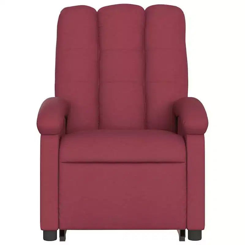 Poltrona Reclinabile Elettrica con Massaggio e Sollevamento - Tessuto Rosso Vino, Assistenza alla Postura Motorizzata, Reclinabile, Vibrazione, Home Theater