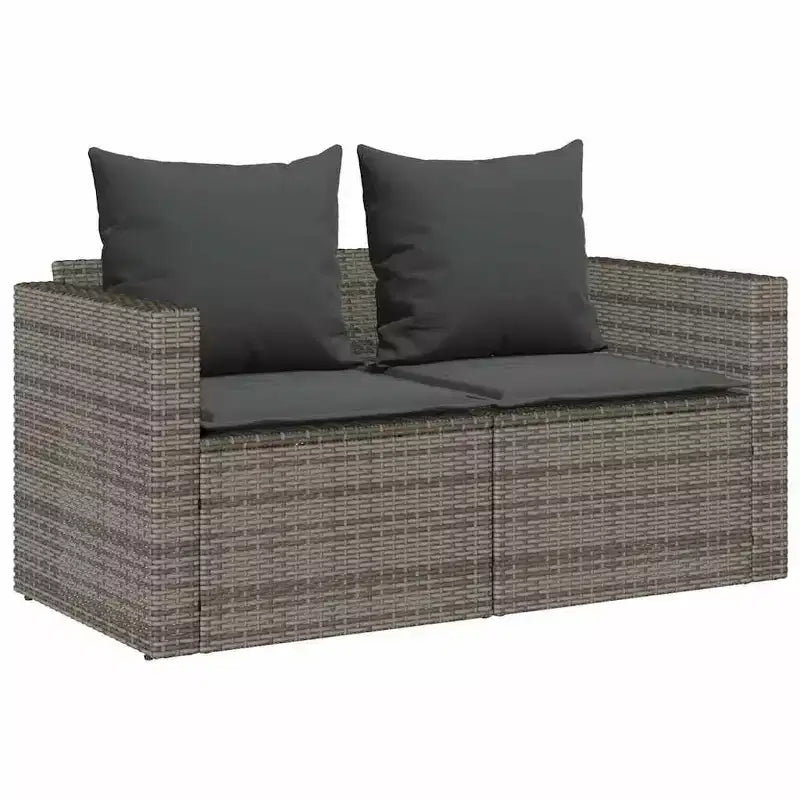 vidaXL 5 Piece Patio Sofa Set with Cushions Stackable Gray Poly Rattan - Gray Dark Gray