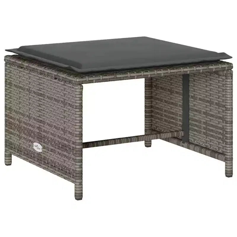 vidaXL 5 Piece Patio Sofa Set with Cushions Stackable Gray Poly Rattan - Gray Dark Gray