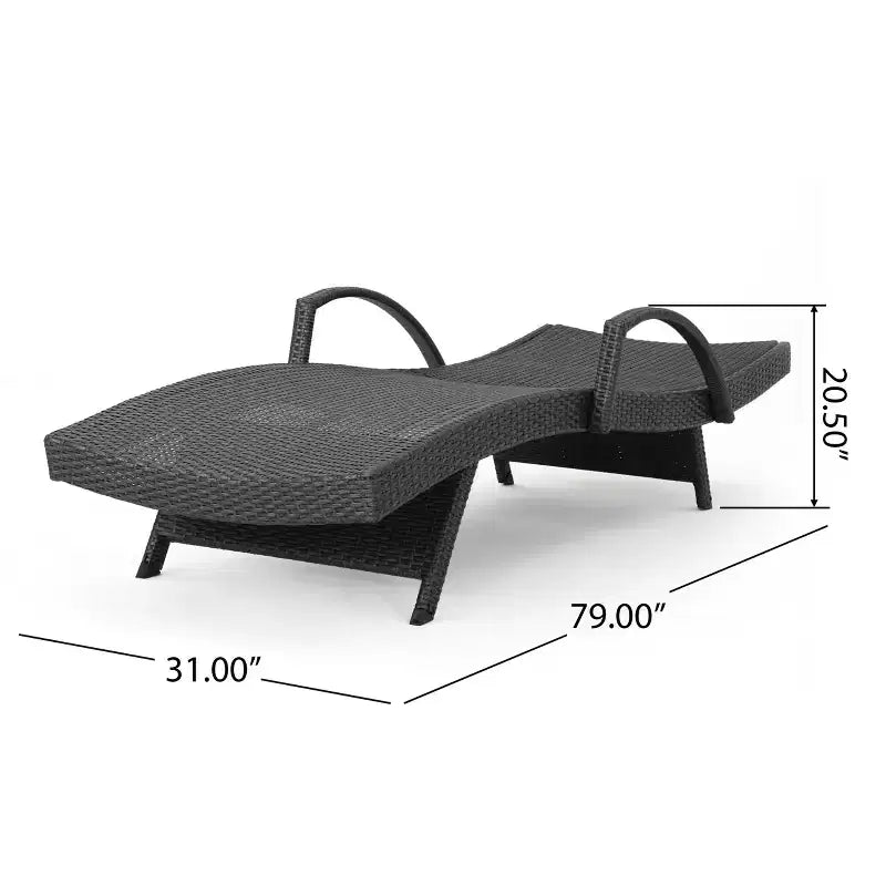 Ensemble chaise longue et table pliantes réglables en osier GDFStudio Olivia