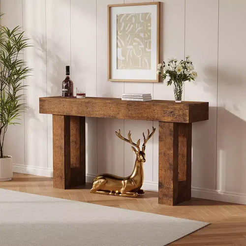 Consolle da 160 cm - Tavolo da Ingresso in Legno Stile Fattoria, Tavolino Vintage da Divano per Soggiorno, Corridoio