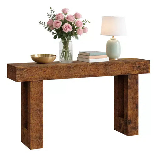 63 Inch Long Console Table - Farmhouse Wood Entryway Table, Vintage Sofa Table Behind Couch for Living Room, Hallway