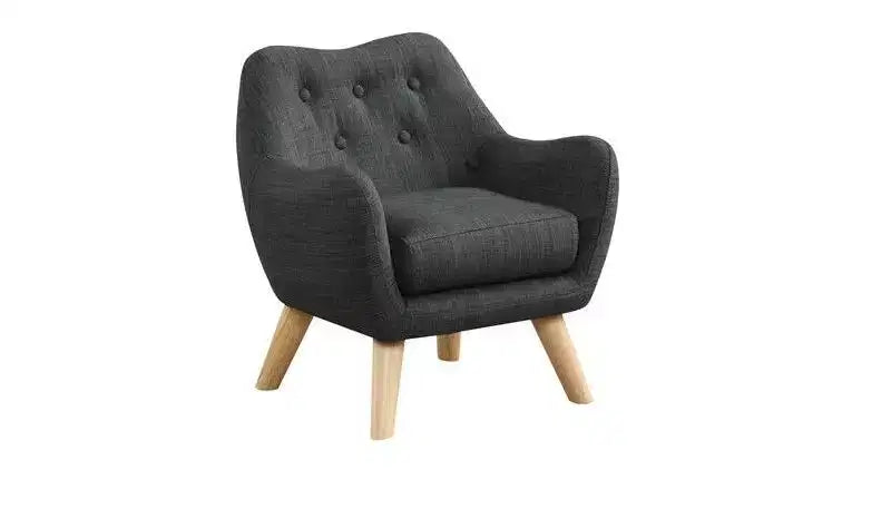 Poltroncina per bambini in lino da 19,5 W con schienale trapuntato e gambe in legno