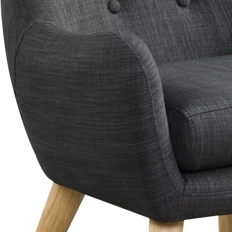 Poltroncina per bambini in lino da 19,5 W con schienale trapuntato e gambe in legno