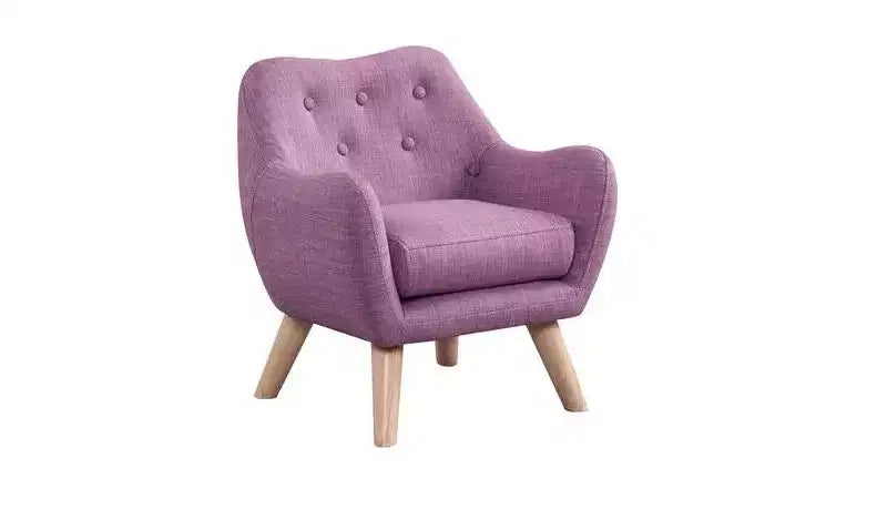 Poltroncina per bambini in lino da 19,5 W con schienale trapuntato e gambe in legno