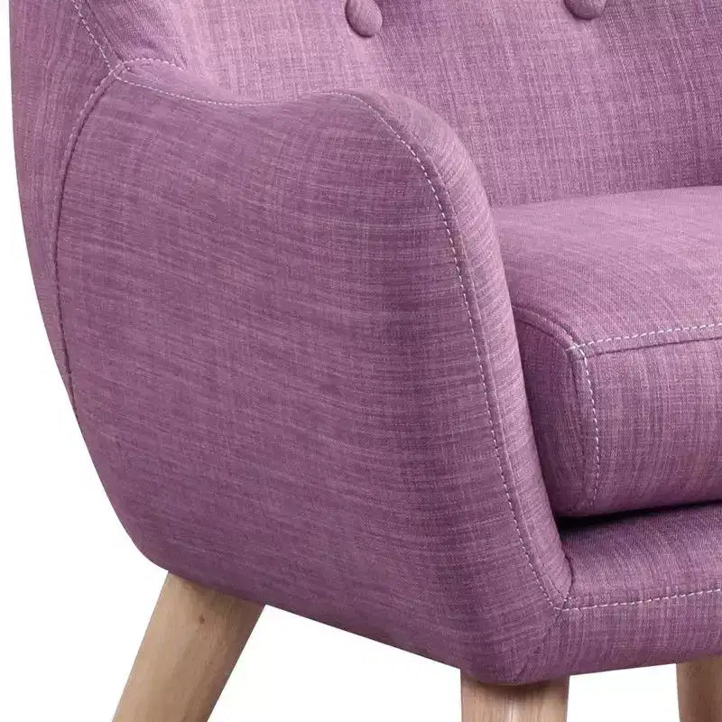 Poltroncina per bambini in lino da 19,5 W con schienale trapuntato e gambe in legno