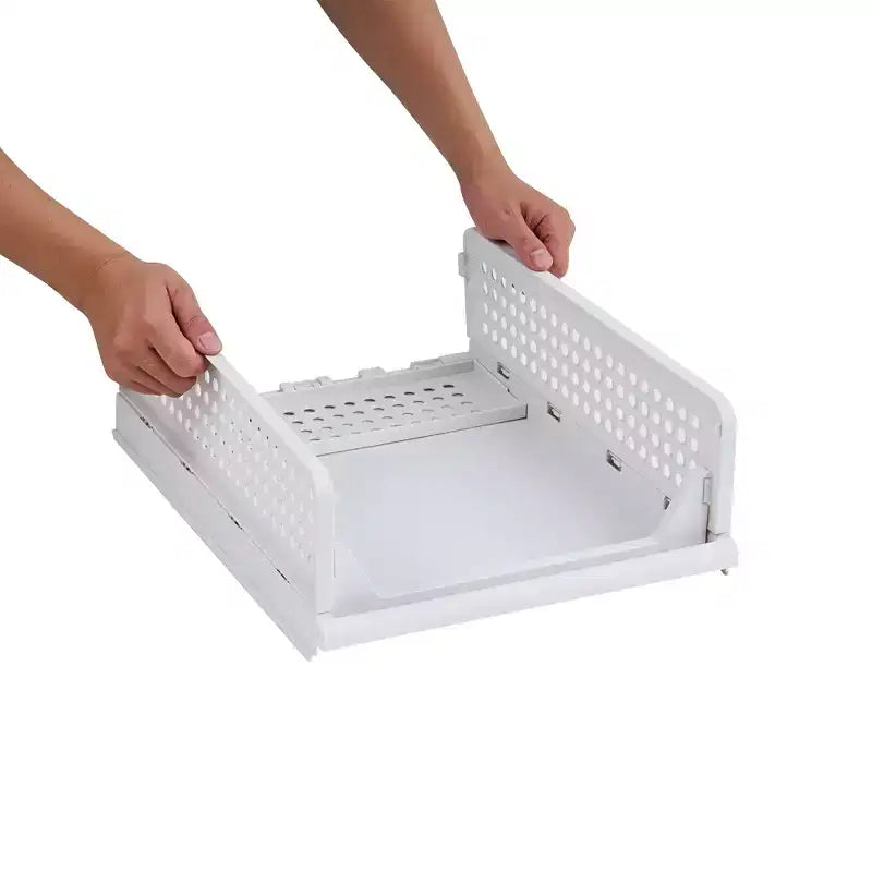 Organizzatore per armadio a 4 ripiani in plastica, cassetti impilabili per maglioni, organizer pieghevole per guardaroba, grigio