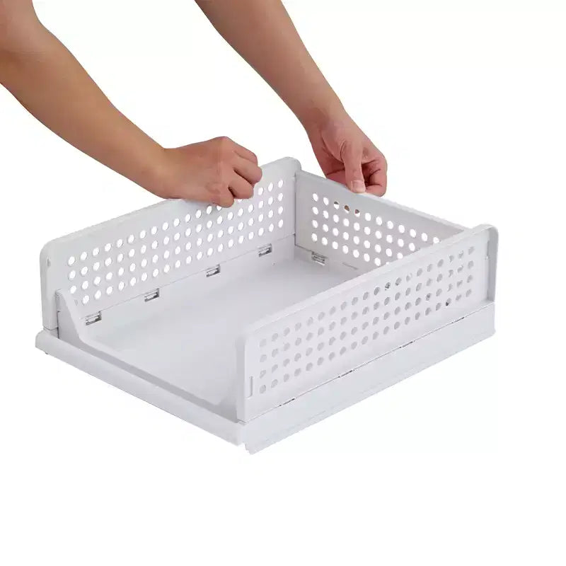 Organizzatore per armadio a 4 ripiani in plastica, cassetti impilabili per maglioni, organizer pieghevole per guardaroba, grigio