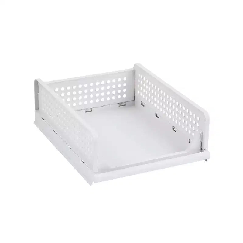 Organizzatore per armadio a 4 ripiani in plastica, cassetti impilabili per maglioni, organizer pieghevole per guardaroba, grigio